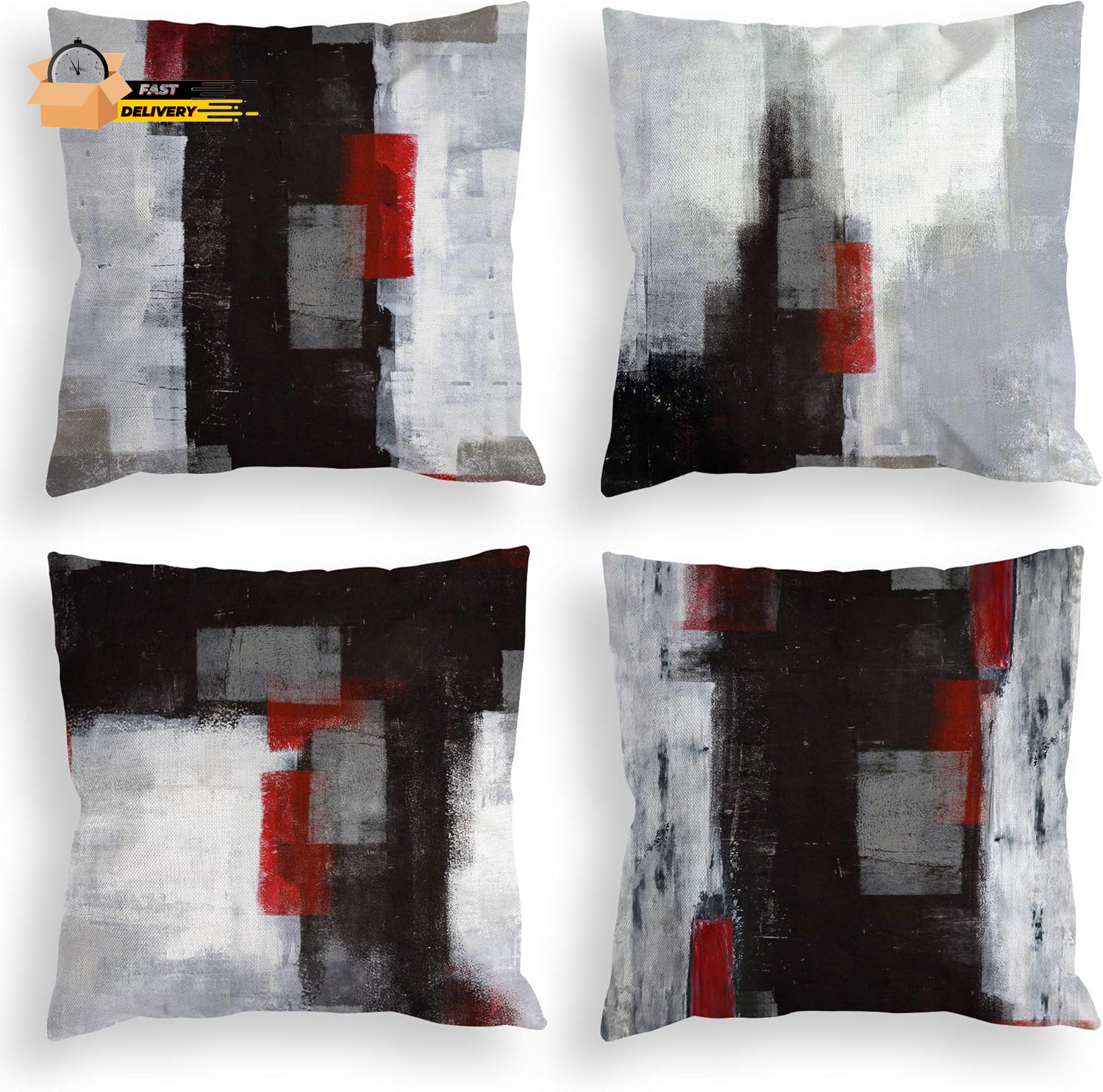 Red and Black Throw Pillow Covers 18X18 Set of 4 Decorative Cushion C