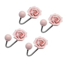 Beautiful 3D Flower Ceramic Wall Coat Hook, Chrome Decorative Robe Hook, Scar...