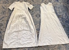 VTG Victorian Baby Christening Gown Dress Heirloom Cotton Linen W/Tucks