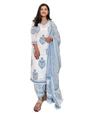 Women Printed Straight Kurta and Pant Set with Dupatta