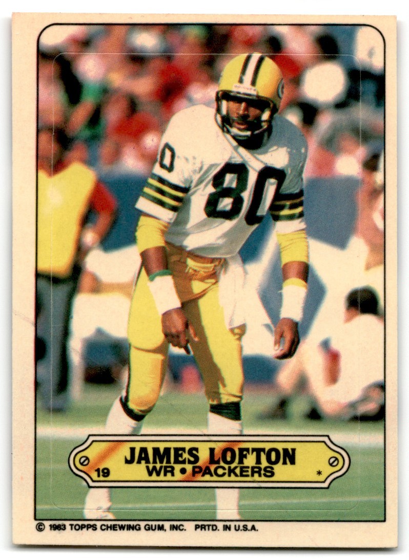 1983 Topps Sticker James Lofton Green Bay Packers #19 NFL Vintage