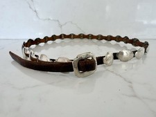 Vintage Sterling Silver Concho Belt Brown Leather Southwestern Navajo Style. 36  
