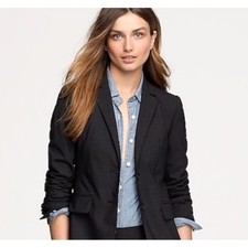J. Crew Navy Blue 1035 Wool Blazer Bi Stretch Size 6 Preppy Academia Career