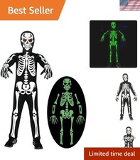 Halloween Glow in the Dark Skeleton Costume for Boys - Complete Outfit 8-10