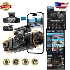 4 Channel Dash Cam 360° View, 1080P FHD, 5G WiFi, IR Night Vision, Free 28GB SD