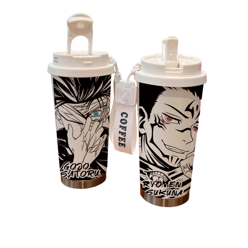 Botella de agua aislada Jujutsu Kaisen 316 taza de paja de acero a prueba de fugas