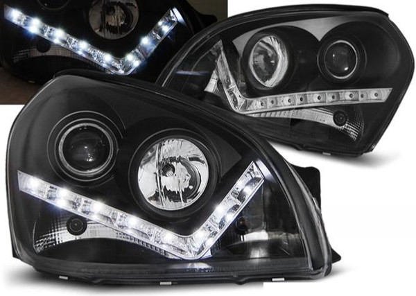Scheinwerfer Paar Hyundai Tucson 04-10 Daylight LED Schwarz-image
