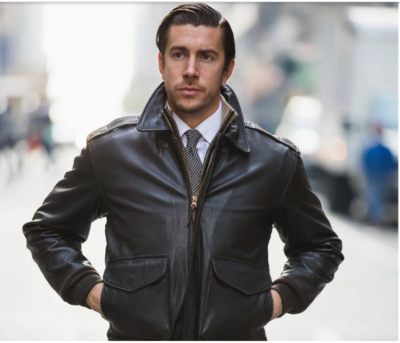 Mens G-1 Black WW2 AVIATOR A-2 BOMBER US NAVY FLIGHT REAL LEATHER