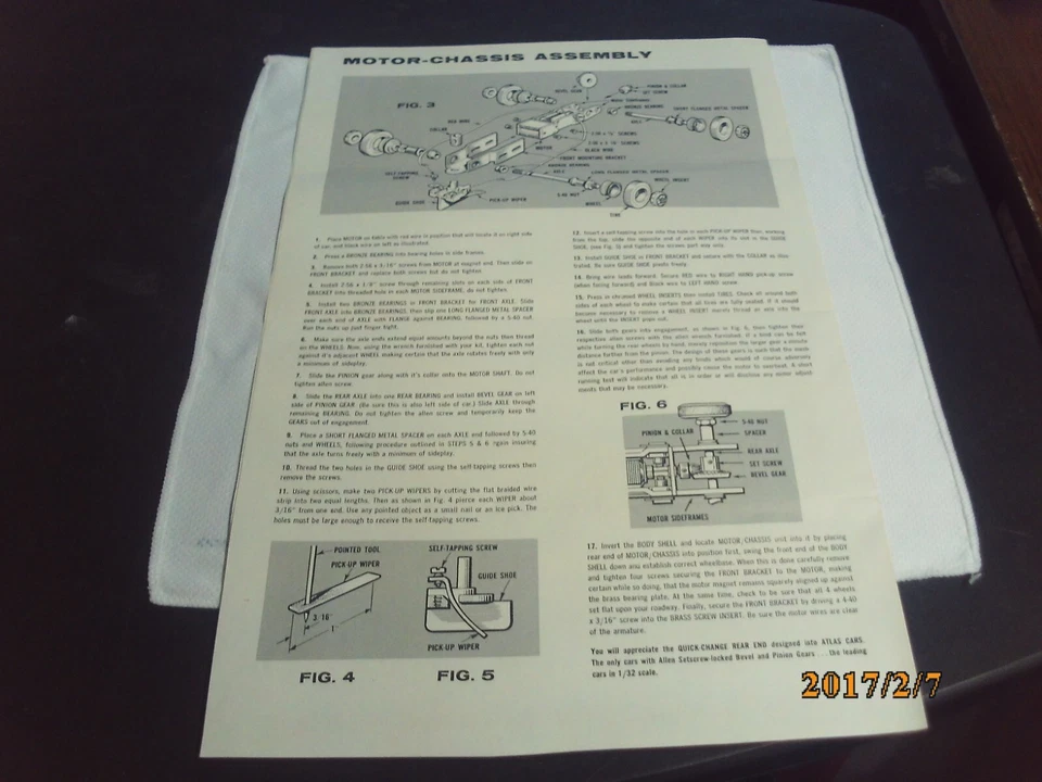 Used Vintage Original Atlas 1/32 Scale Ferrari 158 Slot Car Assembly Instruction - Image 2 of 2
