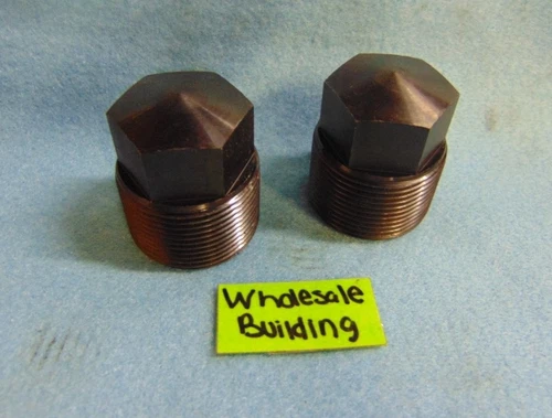 HEX PIPE PLUGS (LOT OF 2) SOLID 1-1/8" NPT STEEL