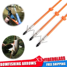 3pc 32'' Archery Solid Fiberglass Bowfishing Arrows Safety Slide Outdoor Hunting