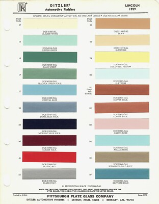 1959 LINCOLN PREMIERE TOWN CAR CONTINENTAL MARK IV PAINT CHIPS (PPG-DITZLER)