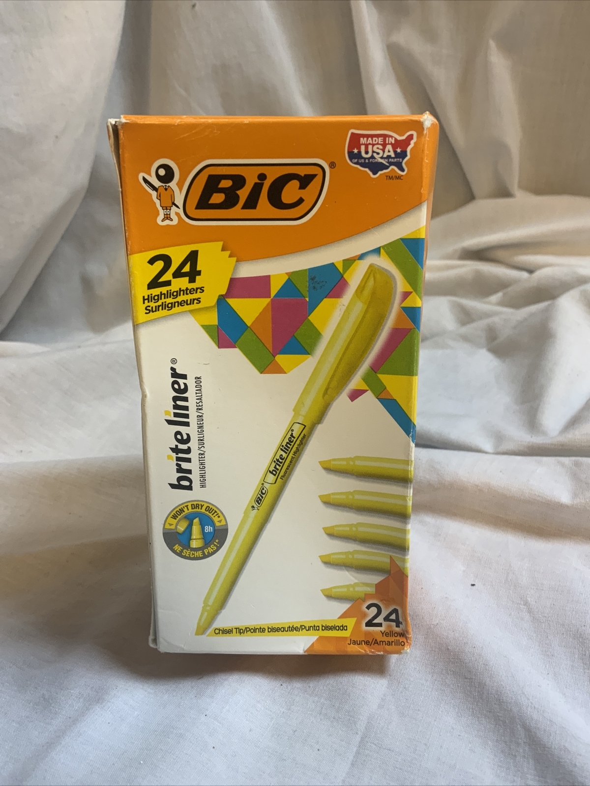 Bic Brite Liner Highlighter, Chisel Tip, Yellow, 24/Pack