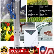 4" DC Deep Well Solar Water Bore Pump Submersible 2hp 110V 4800L/H Ranch Farm
