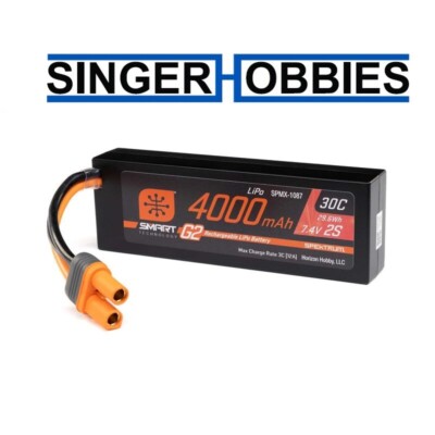 Spektrum SPMX-1087 7.4V 4000mAh 2S 30C Smart G2 Hardcase LiPo Battery: IC5 HH