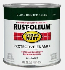 Rust-Oleum GLOSS HUNTER GREEN 0.5 pt. Stops Rust PROTECTIVE ENAMEL 7738-730 NEW!