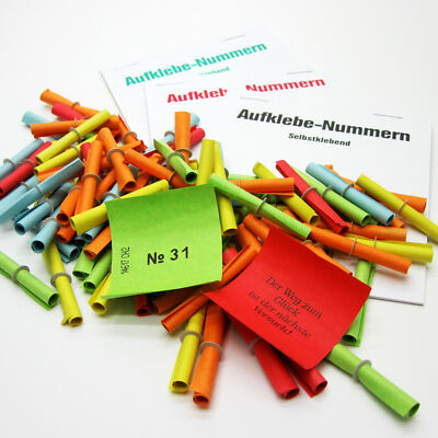 Tombola Lose Nr. 1100 mit 100 Aufklebenummern und 200 Nieten