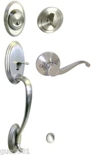 Satin Nickel Handleset For Front Door Entrance Door 835 Left Handed  Lever