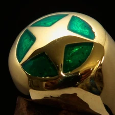 US MARSHALL RING, MENS COSTUME RING, SHERIFF RING, RANGER STAR GREEN - SIZE 10