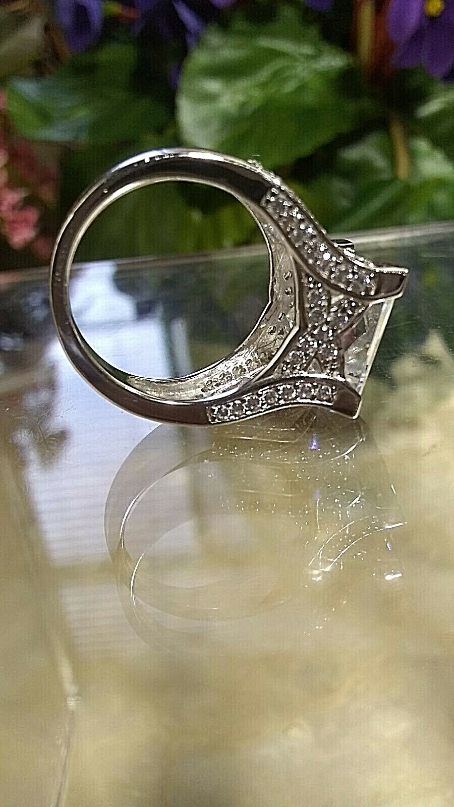 STERLING SILVER SQUARE CRYSTAL RING - image 11