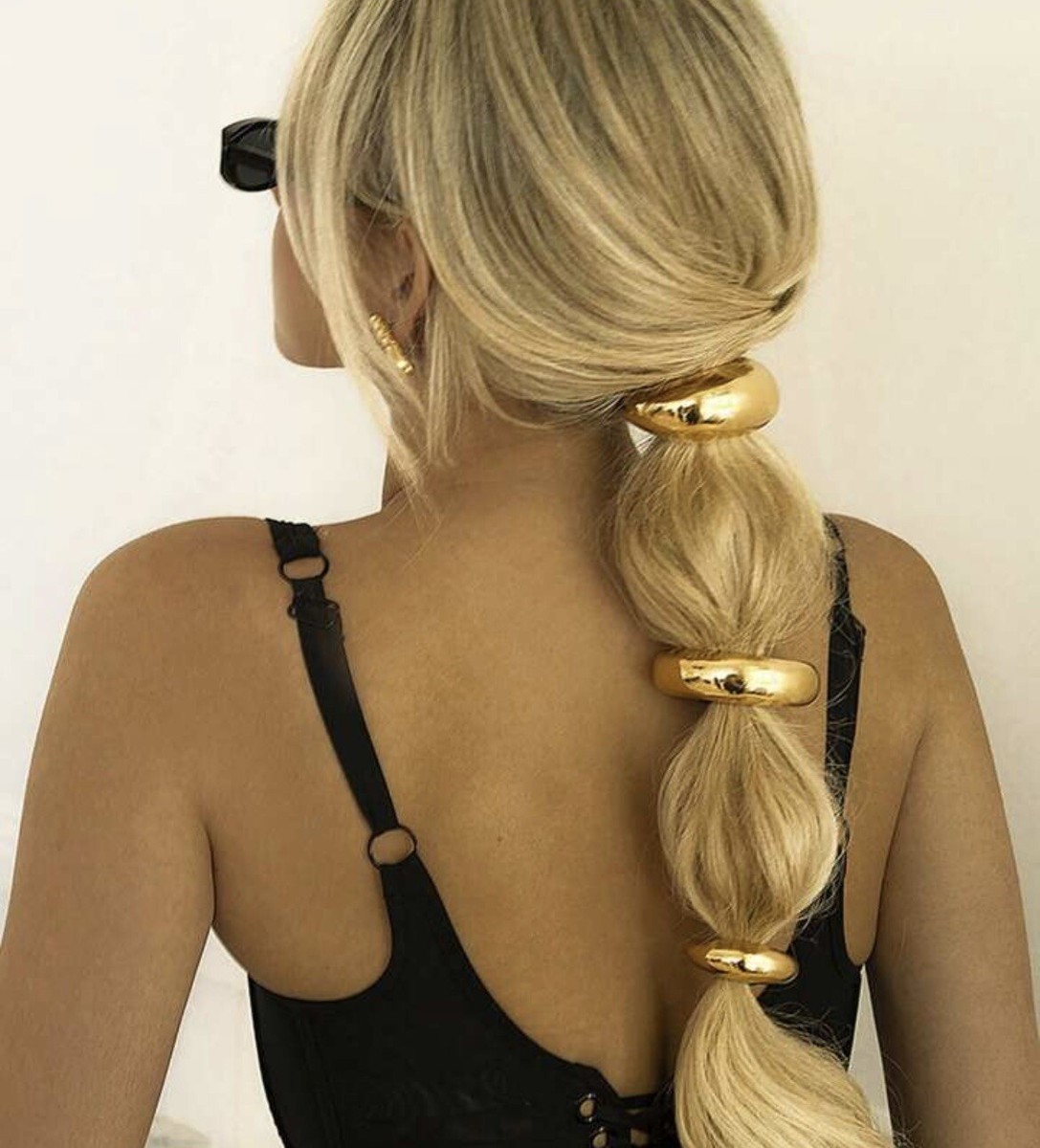 3 Piece faux Gold Pony Hair Cuff, Hair Tie, Hair Jewelry
