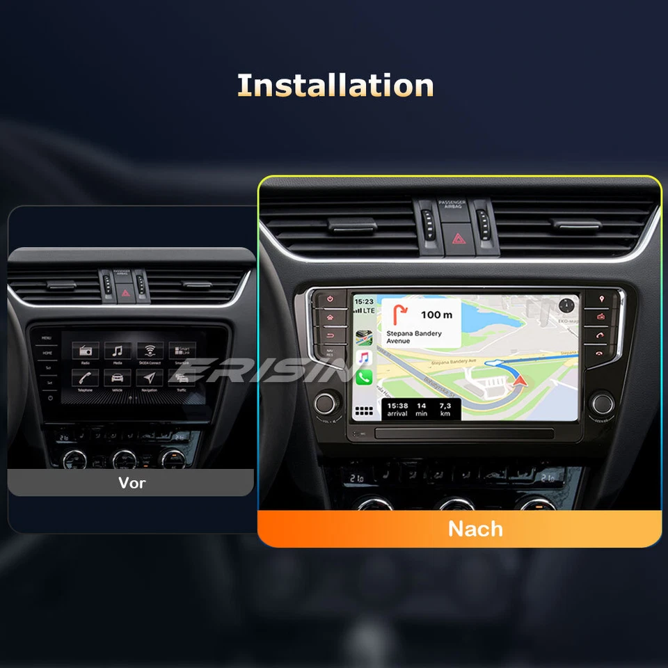 9" CarPlay Android 14 Autoradio Für SKODA Octavia III 2014-2018 Navi 64GB 8-Kern - Bild 3 von 4