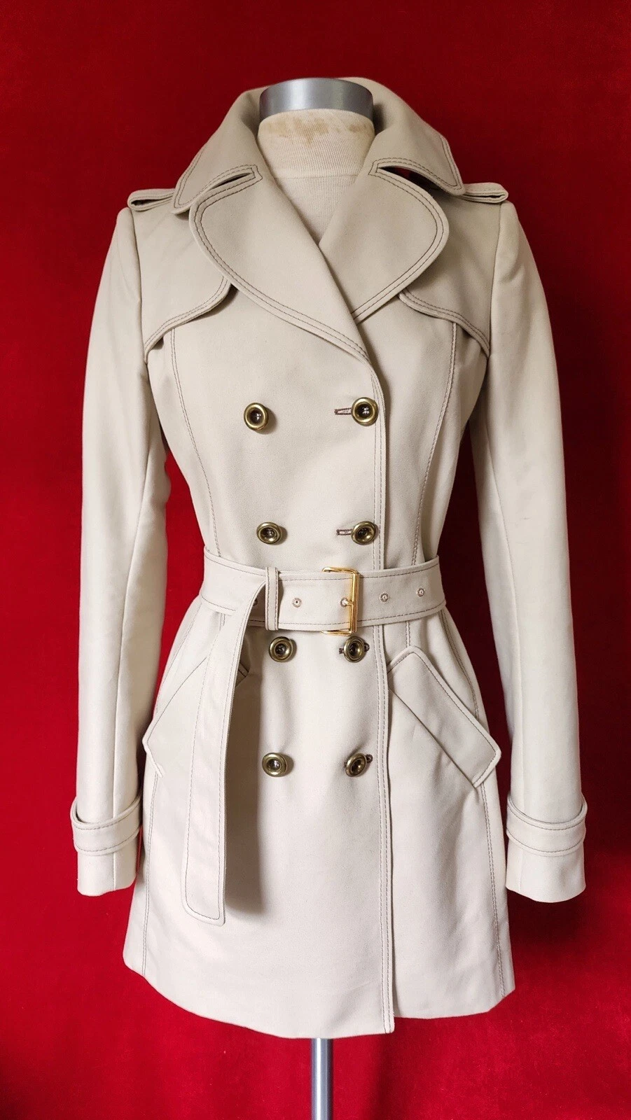 Trench vintage beige Balenciaga cotone doppio petto taglia S