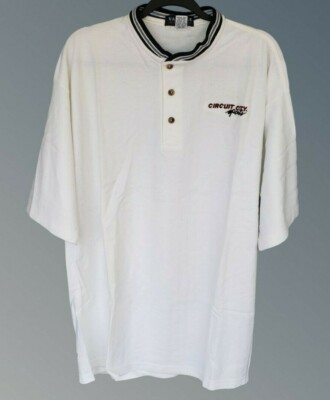 Vintage Circuit City Sports Racing SS Black & White Striped Neck Polo XL