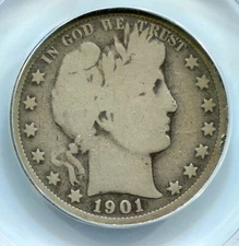 1901-S Barber 50c Half Dollar - ANACS G6 - Better Date