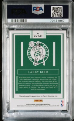 2020 Panini Impeccable Canvas Creations LARRY BIRD AUTO /25 PSA 8