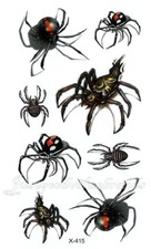 Black Widow 3D Spiders Horror Venomous Viper Scorpion Skeleton Temporary Tattoo