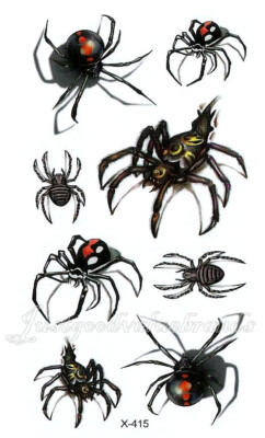 Black Widow 3D Spinnen Horror giftige Viper Skorpion Skelett temporäres Tattoo