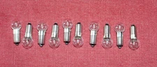 Ten (C6 (E10) 15v 5w replacement bulbs for various types of Christmas lights