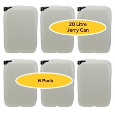 6 x Jerry Can Water Container 20 Litre Natural Plastic, Transport, Oil Fuel Can