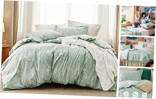 Sage Green Floral Twin Comforter Set for Cozy Bedroom Decor-image