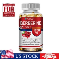 60PCS Blood Sugar Support Supplement 1200mg Berberine Cinnamon Extract Strength