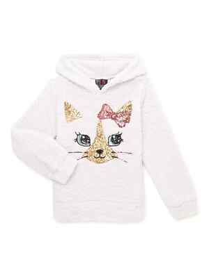 Miss Chievous Girls Sequin Sherpa Pullover -Lilac Cat (L) Brand New w/Tags!!