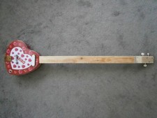 3 String Cigar Box Canjo Heart Tin Baritone Plectrum Electric Acoustic Guitar