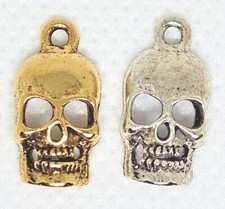 2 Pcs. Skull Pendants Charms Cast Fine Pewter