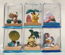 BANDAI 1998 POKEMON PARTY SUMMER HOLIDAY FIGURE GASHAPON MUSEUM 6 PCS SET NEW