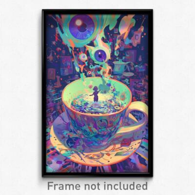 Trippy Tea Art Poster - Prestigious Tea (Psychedelic Trippy Weird 11x17 Cartoon ...