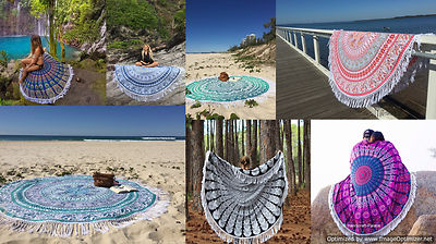 Raajsee Indisch Psychedelic Wandteppich Mandala Silber Grau/Indischer