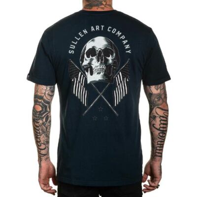 Sullen Art Collective Clothing T-Shirt - Old Glory Navy Schädel Tattoo USA Fahne