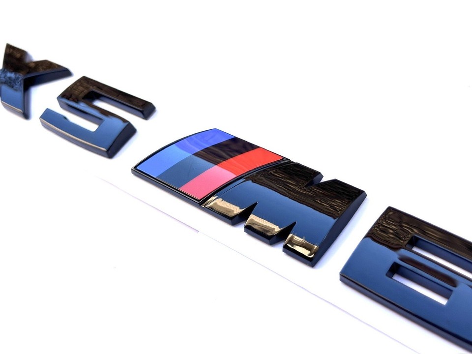 Gloss Black Style fit for BMW X5 + M60i Emblems M OEM size Emblems