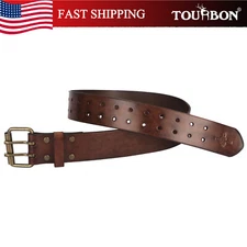 TOURBON Top Grain Leathercraft Tools Carry Workshop Belt Double Roller Buckle-2"