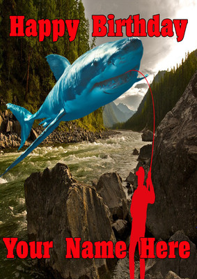 Geburtstagskarte Weißer Hai bd108 Angeln Angler A5 personalisiert Gruß