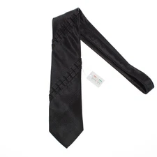 Italo Ferretti NWT Neck Tie w/ Pleated Insert Black w/ Tonal Dots 100% Silk