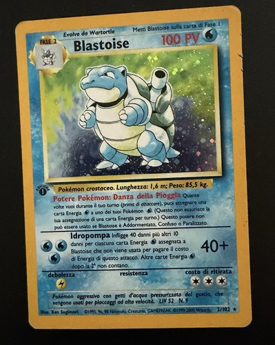 1999 WIZARDS OF THE COAST ITALIAN POKEMON BLASTOISE CARD BASE SET 2/102 MP-HP!!!
