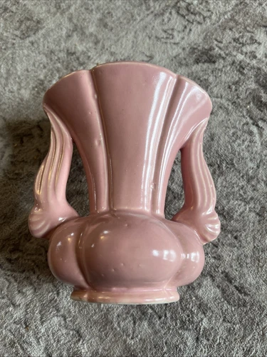 Vintage Niloak Pink Double Winged Handle Ceramic Vase