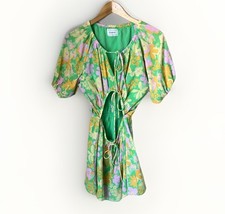Sabo Milo Green Floral Cut Out Mini  Dress
